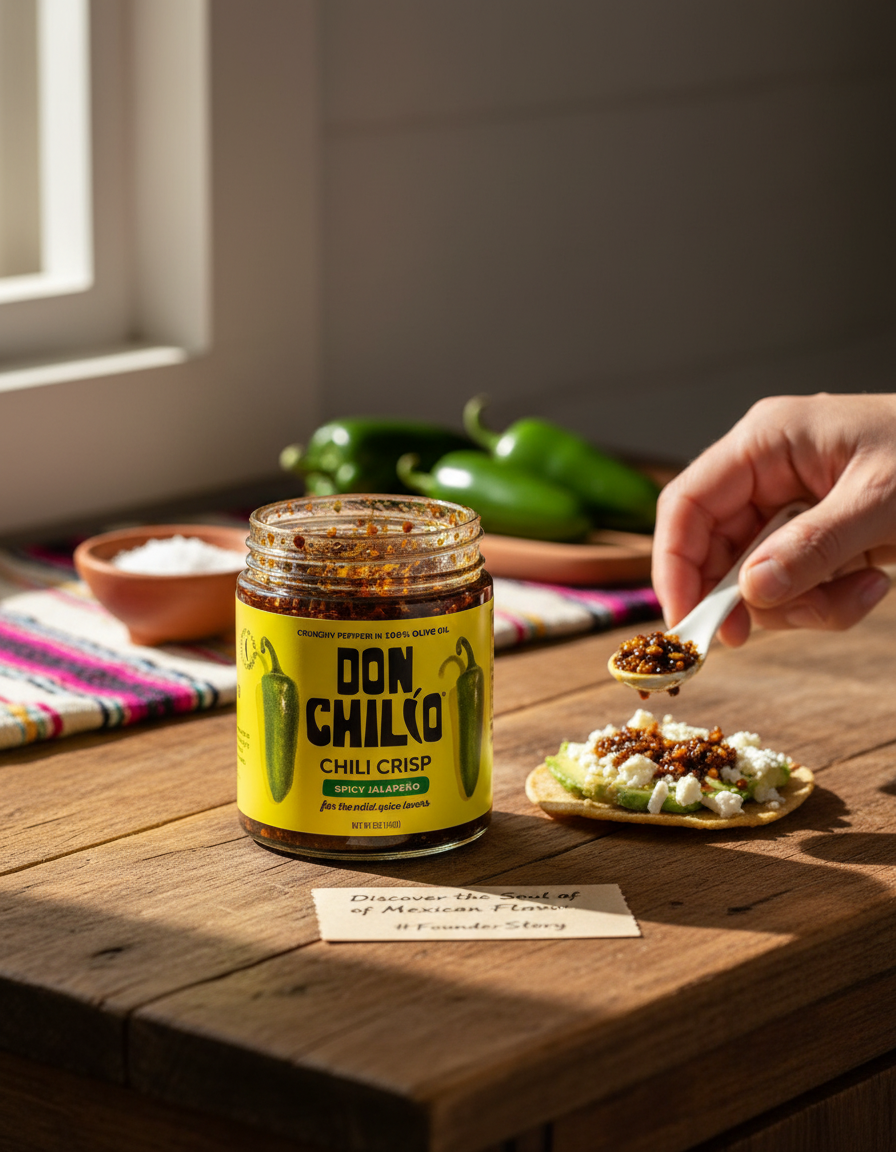 Don Chilio being spooned onto a tostada